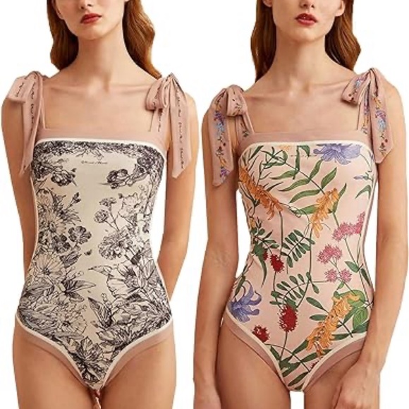 Vintage Style Reversible One Piece Swim Suit - Picture 2 of 12